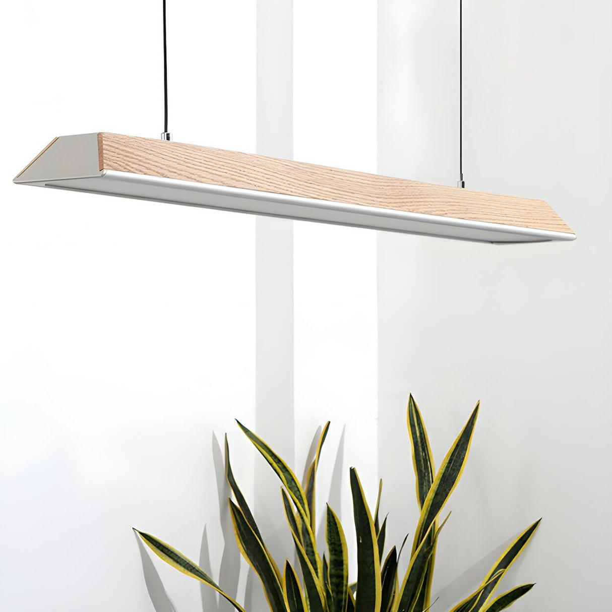 Stylish Wooden Linear Adjustable Island Pendant Light Image - 2