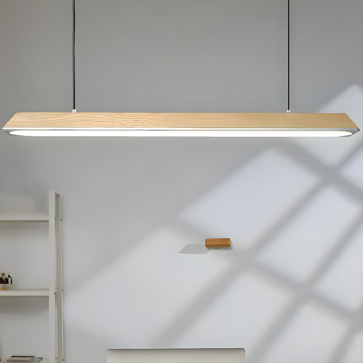 Stylish Wooden Linear Adjustable Island Pendant Light Image - 3