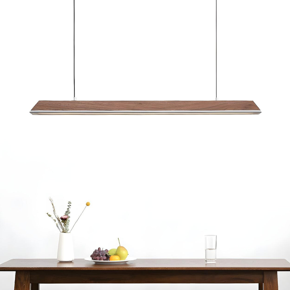 Stylish Wooden Linear Adjustable Island Pendant Light Image - 4