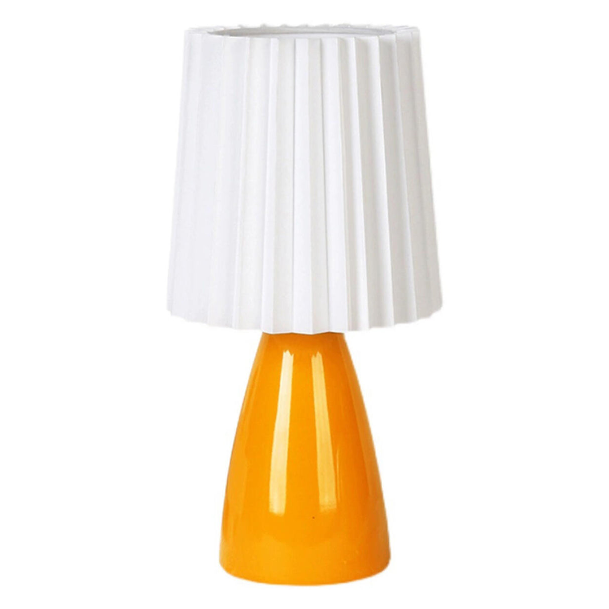 Stylish Yellow Tapered Base Pillar Shade Table Lamp Image - 5