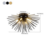 Sunburst Gold Semi-Flush Mount Ceiling Lamp 6-Light #size