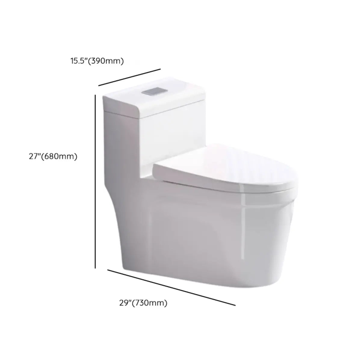 Super Vortex Siphon Flush Efficient Elongated White Toilet Image - 28