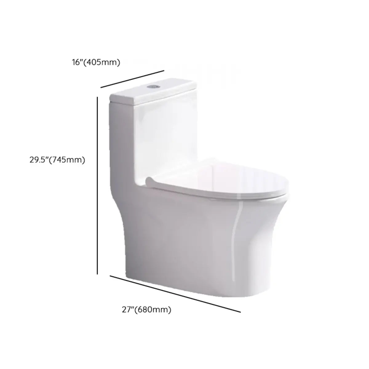 Super Vortex Siphon Flush Efficient Elongated White Toilet Image - 30