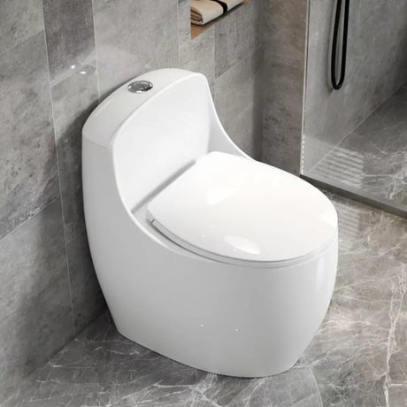 Super Vortex Siphon Flush Oval Ceramic White Compact Toilet Image - 1