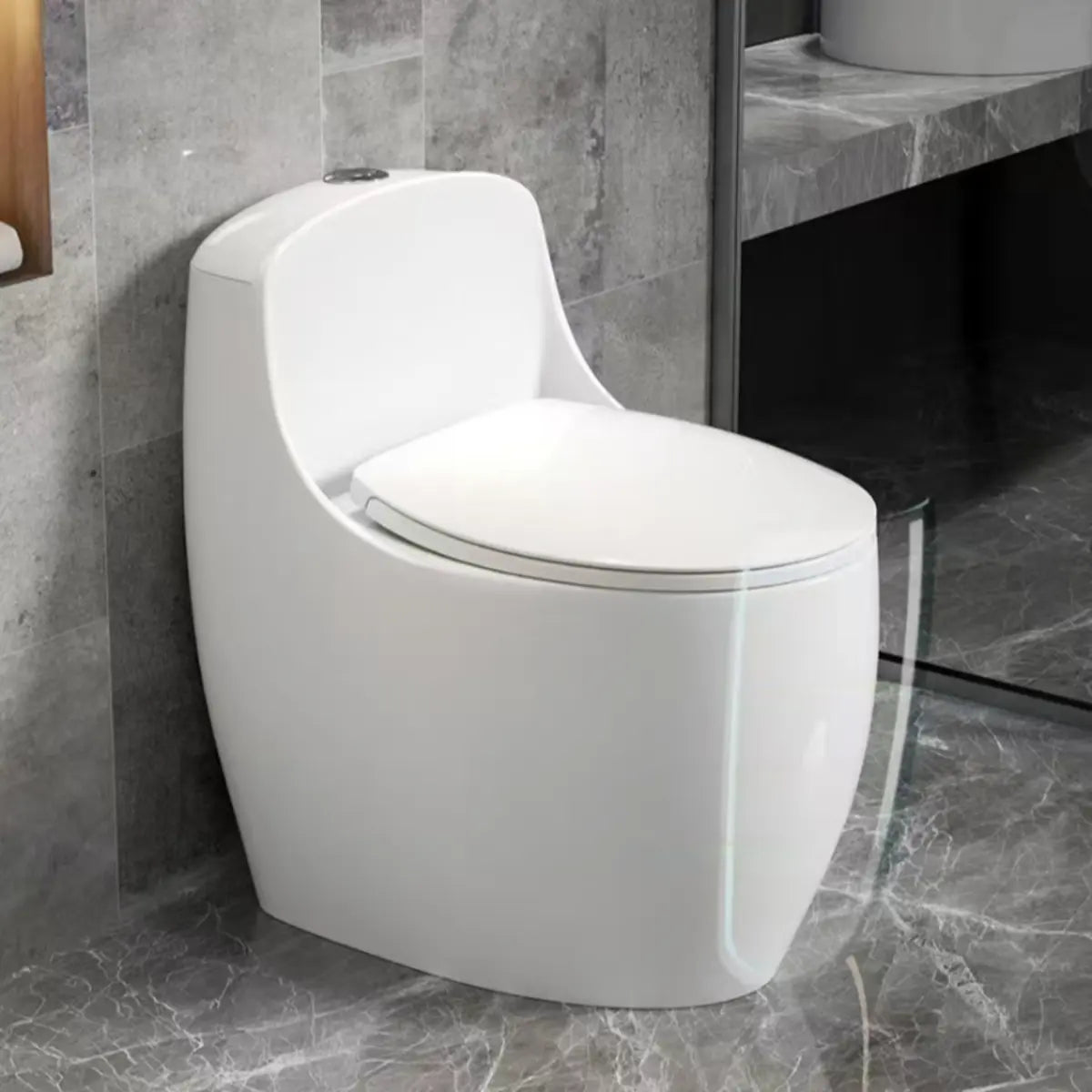 Super Vortex Siphon Flush Oval Ceramic White Compact Toilet Image - 3