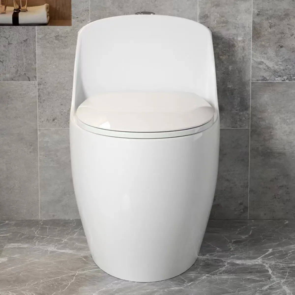 Super Vortex Siphon Flush Oval Ceramic White Compact Toilet Image - 4