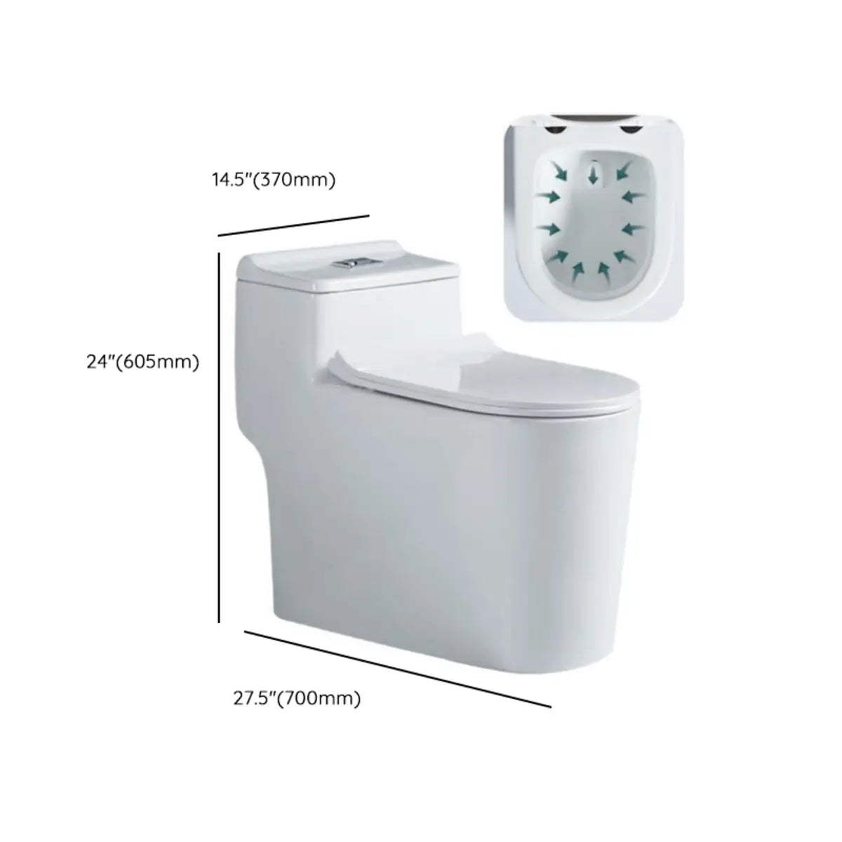 Superswirl Flush Contemporary Oval White Compact Toilet 