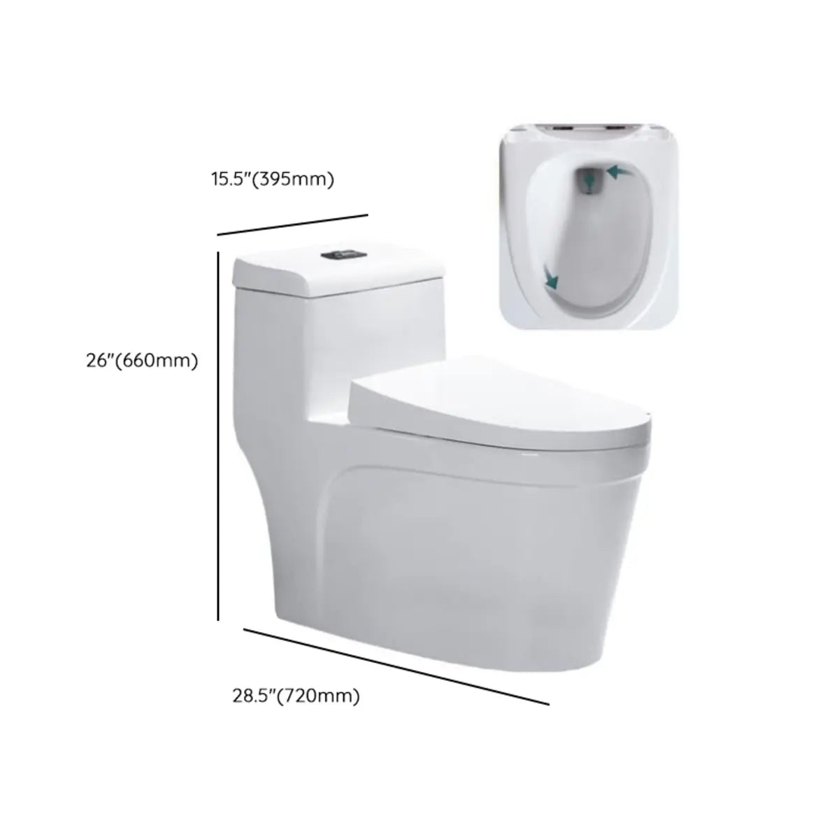 Superswirl Flush Contemporary Oval White Compact Toilet Image - 15