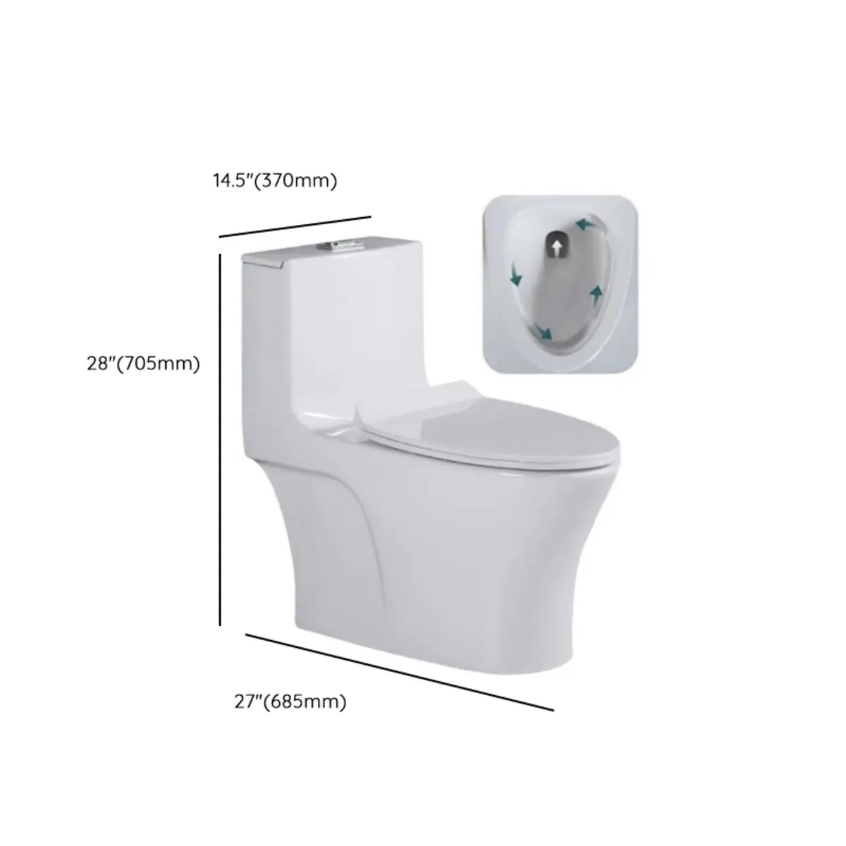 Superswirl Flush Contemporary Oval White Compact Toilet Image - 16