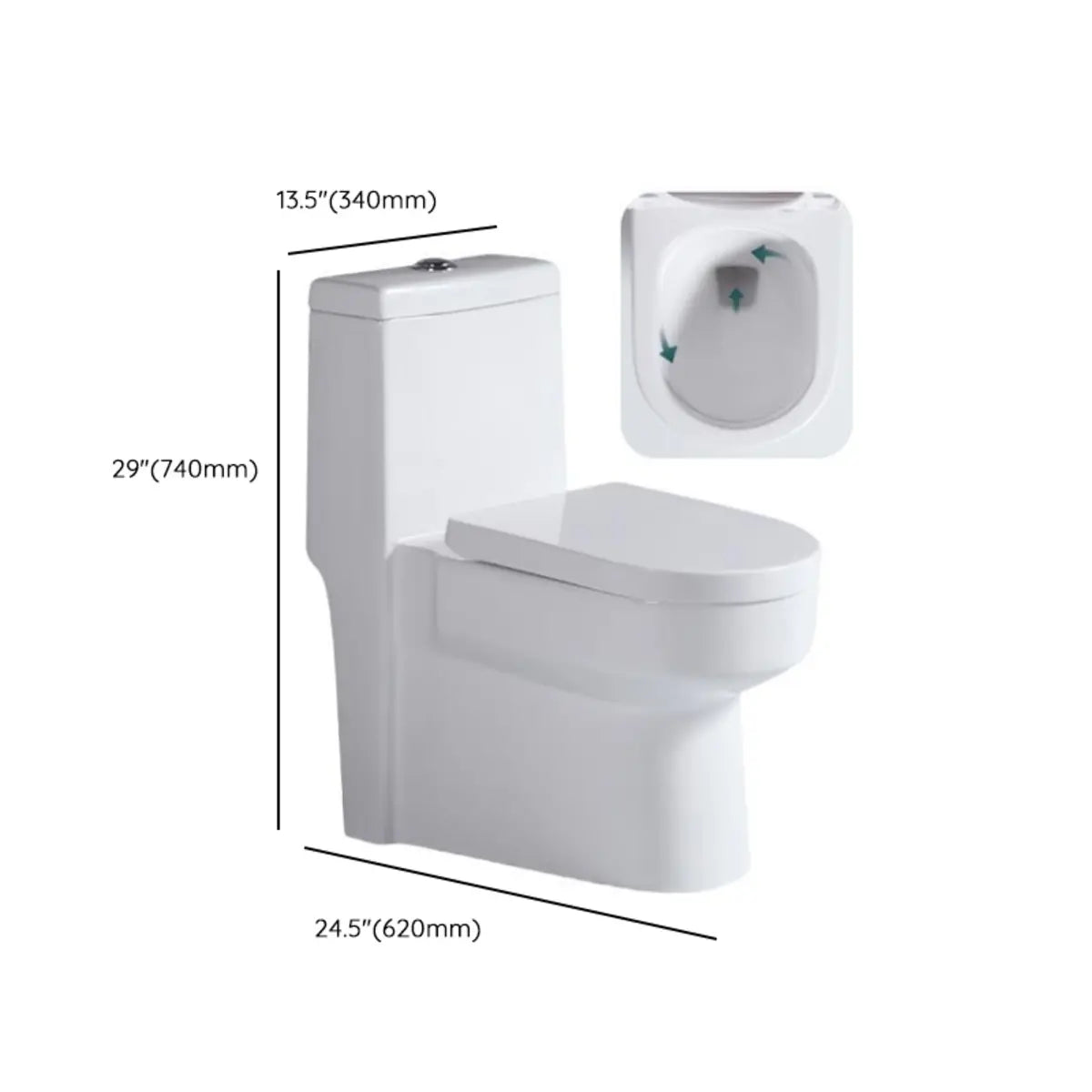 Superswirl Flush Contemporary Oval White Compact Toilet Image - 17