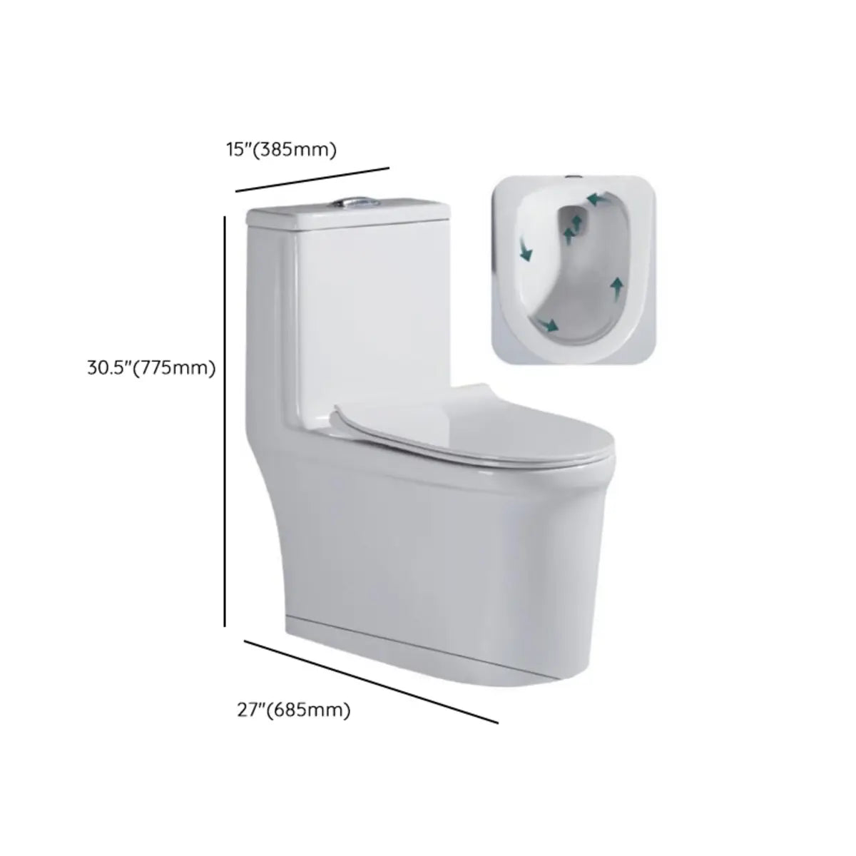 Superswirl Flush Contemporary Oval White Compact Toilet Image - 18