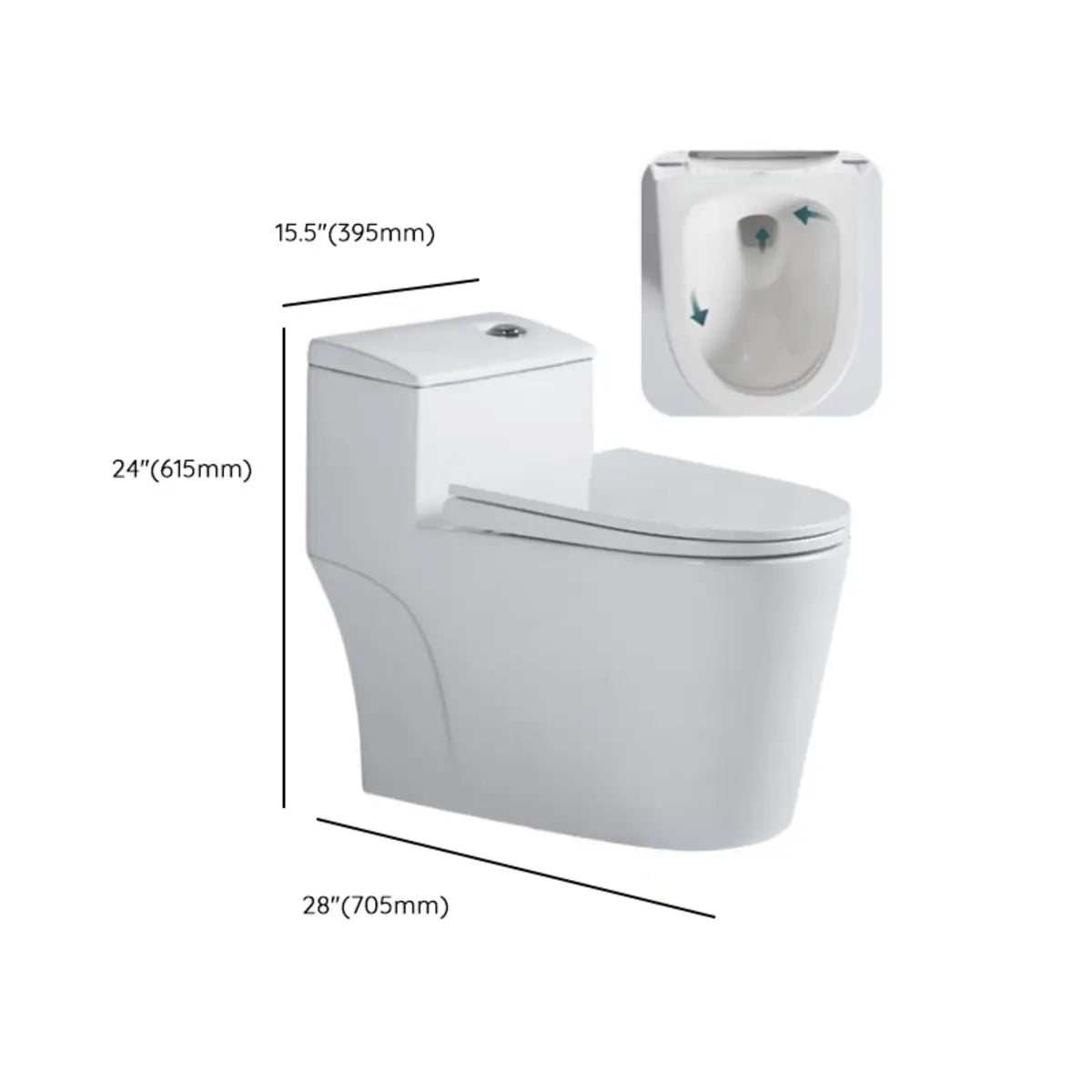 Superswirl Flush Contemporary Oval White Compact Toilet Image - 19