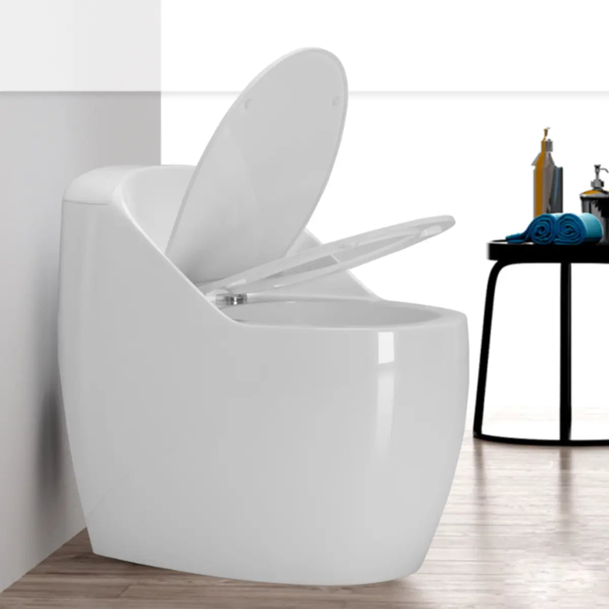 Superswirl Flush Contemporary Oval White Compact Toilet Image - 4