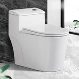 Superswirl Flush Contemporary Oval White Compact Toilet Image - 8