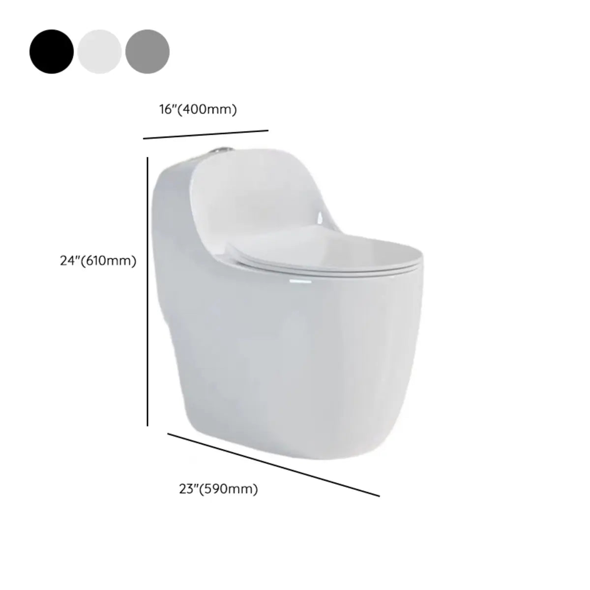 Superswirl Rounded Antimicrobial Ceramic White Toilet 