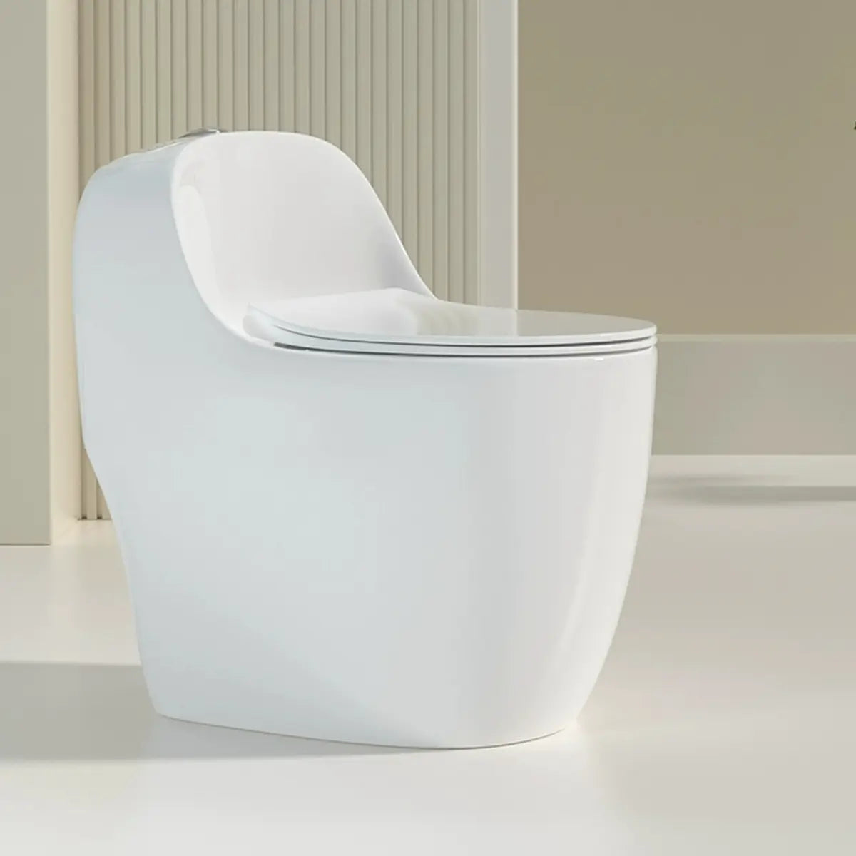 Superswirl Rounded Antimicrobial Ceramic White Toilet Image - 4