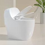 Superswirl Rounded Antimicrobial Ceramic White Toilet Image - 6