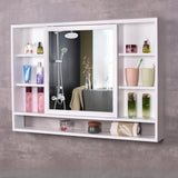 Surface-Mount Rectangle Wood White Shelf Medicine Cabinet Image - 3