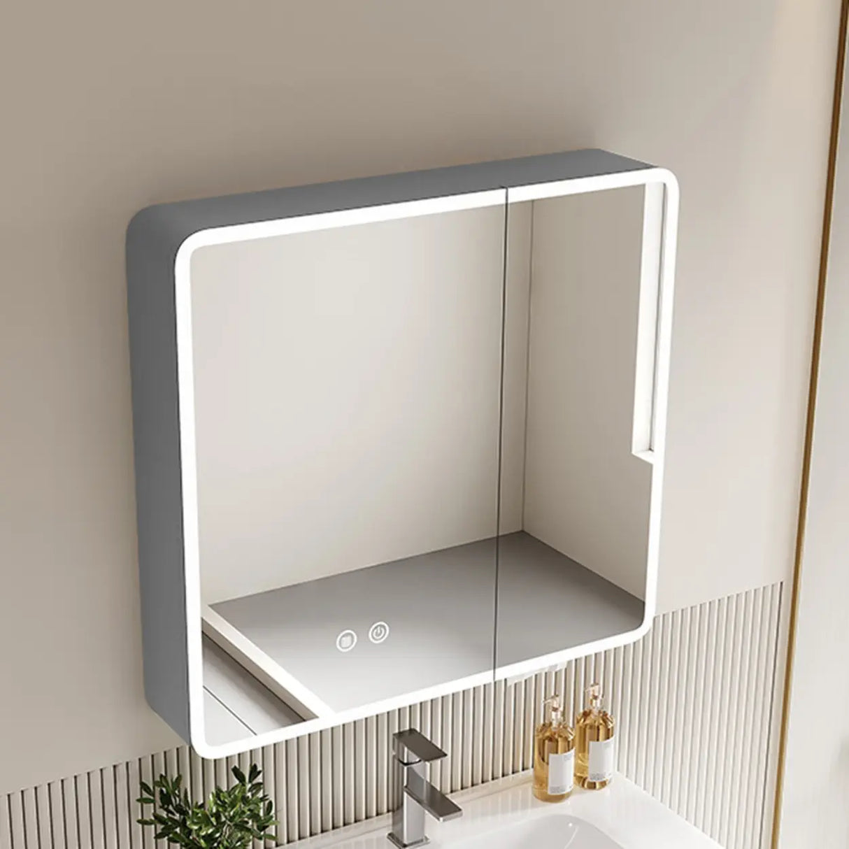 Surface Mounted Rectangular Medicine Cabinet with Mirror Image - 12