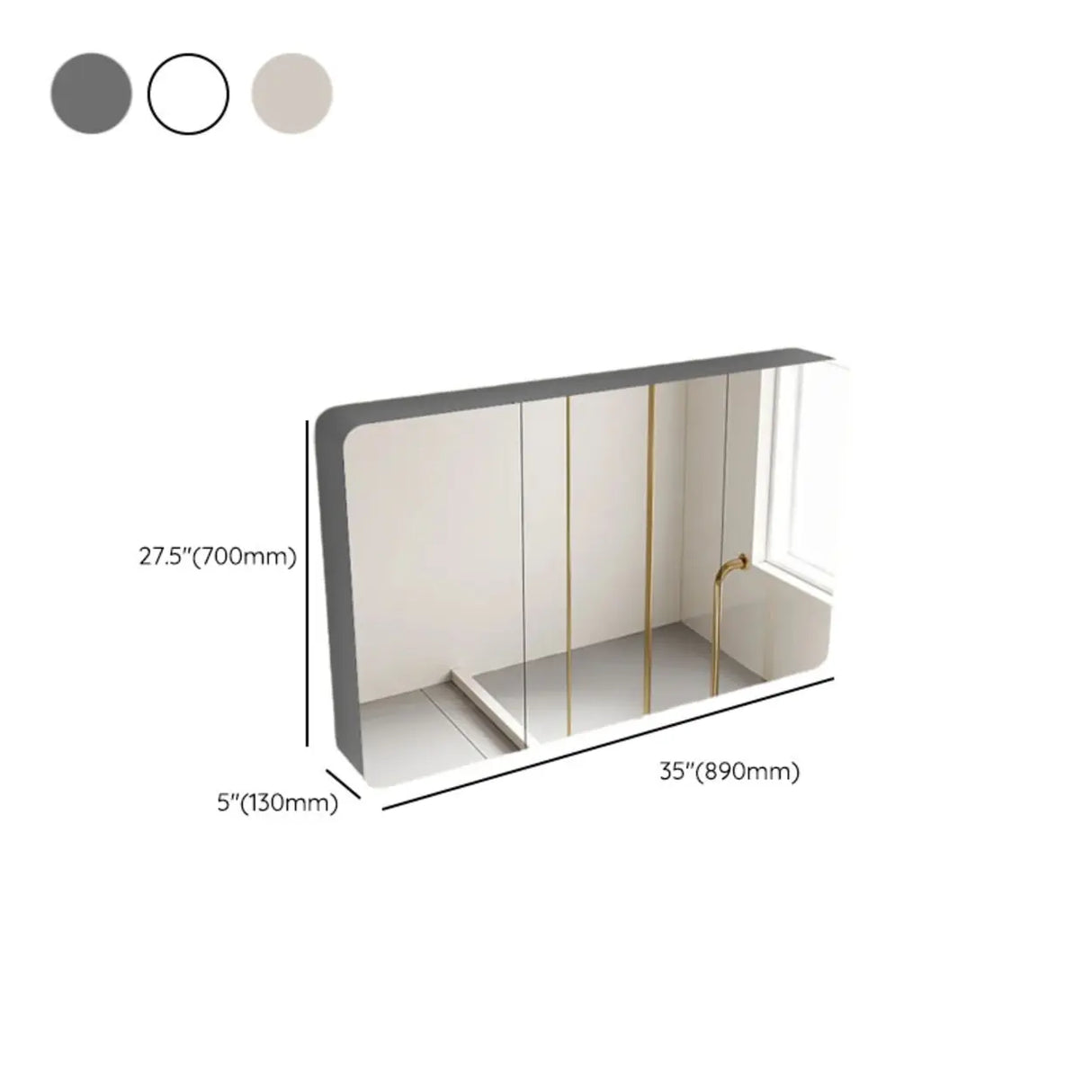 Surface Mounted Rectangular Medicine Cabinet with Mirror Image - 20