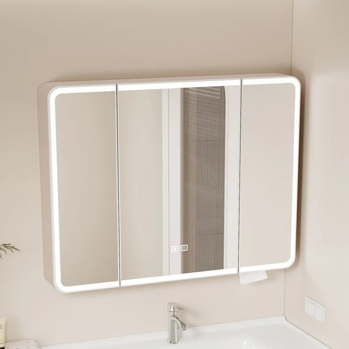 Surface Mounted Rectangular Medicine Cabinet with Mirror Image - 3