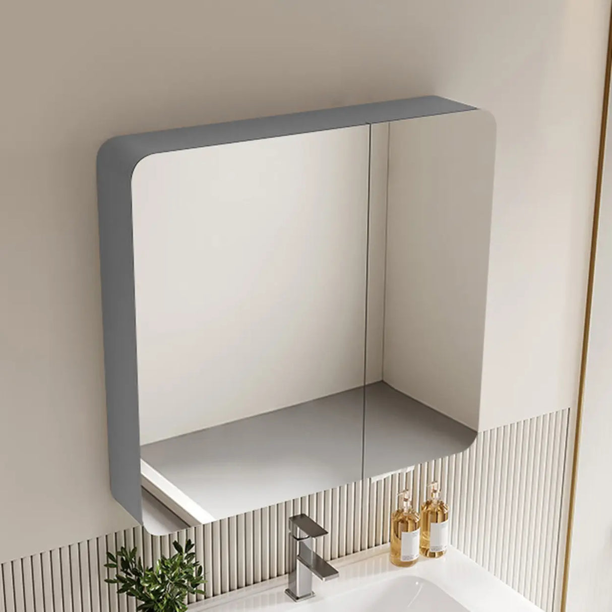 Surface Mounted Rectangular Medicine Cabinet with Mirror Image - 9