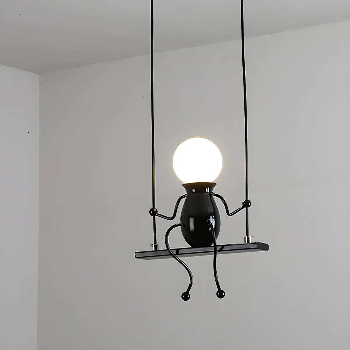 Swing Figure Metal Kids Room Black Mini Chandelier Image - 1