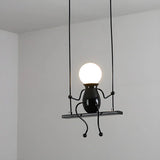 Swing Figure Metal Kids Room Black Mini Chandelier Image - 1