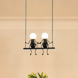 Swing Figure Metal Kids Room Black Mini Chandelier Image - 10