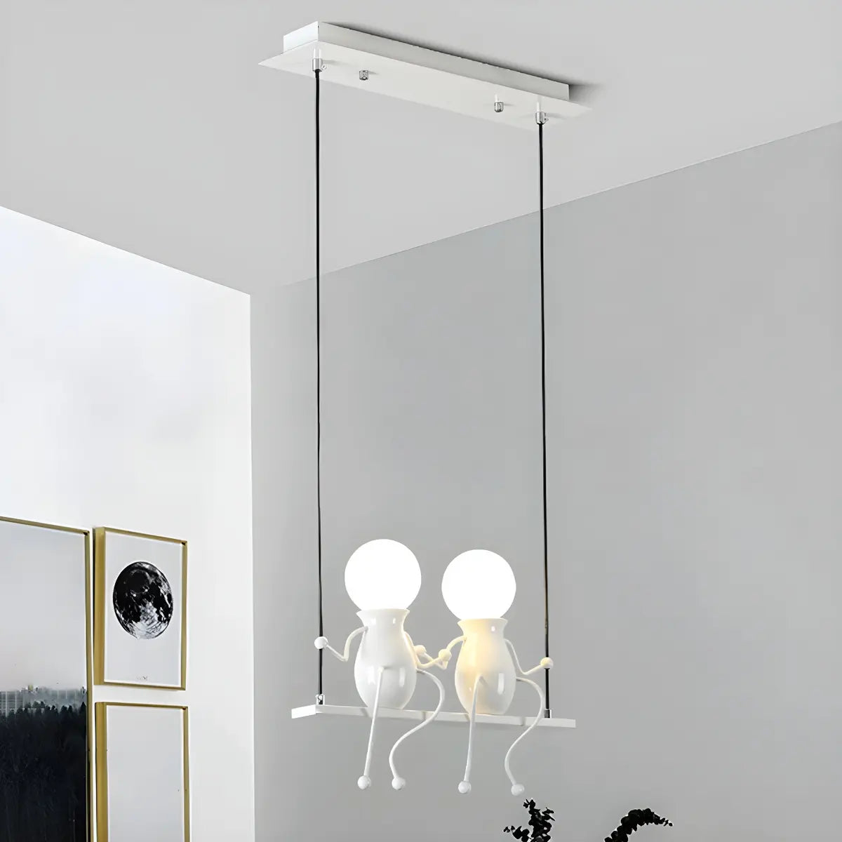 Swing Figure Metal Kids Room Black Mini Chandelier Image - 14