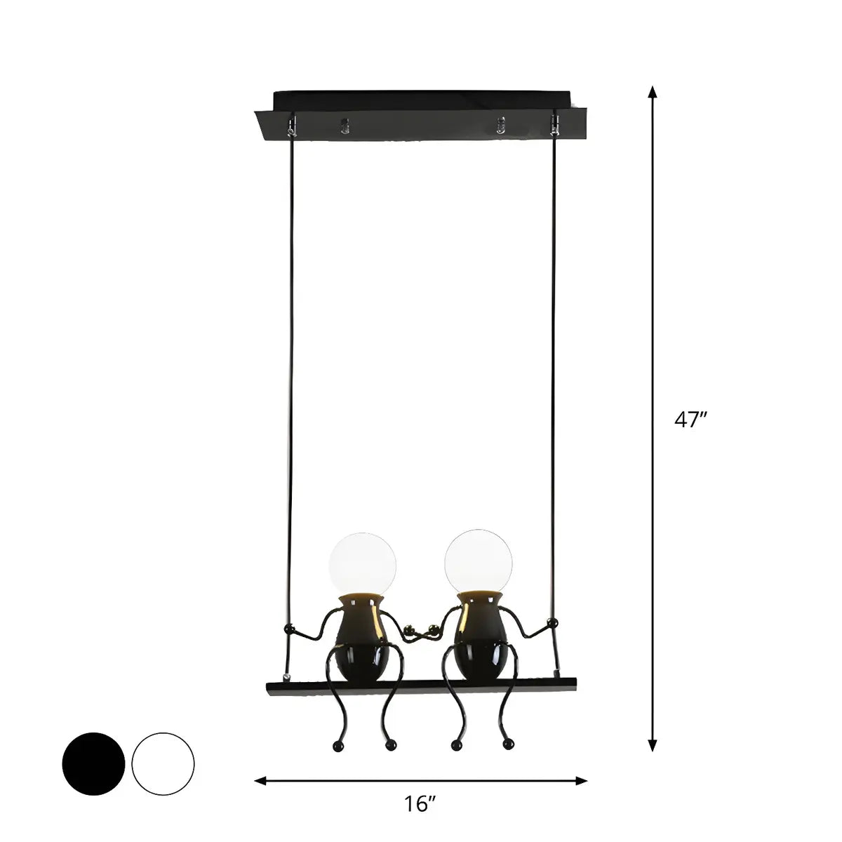 Swing Figure Metal Kids Room Black Mini Chandelier Image - 17