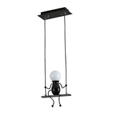 Swing Figure Metal Kids Room Black Mini Chandelier Image - 3