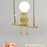 Swing Figure Metal Kids Room Black Mini Chandelier Image - 5