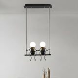 Swing Figure Metal Kids Room Black Mini Chandelier Image - 8