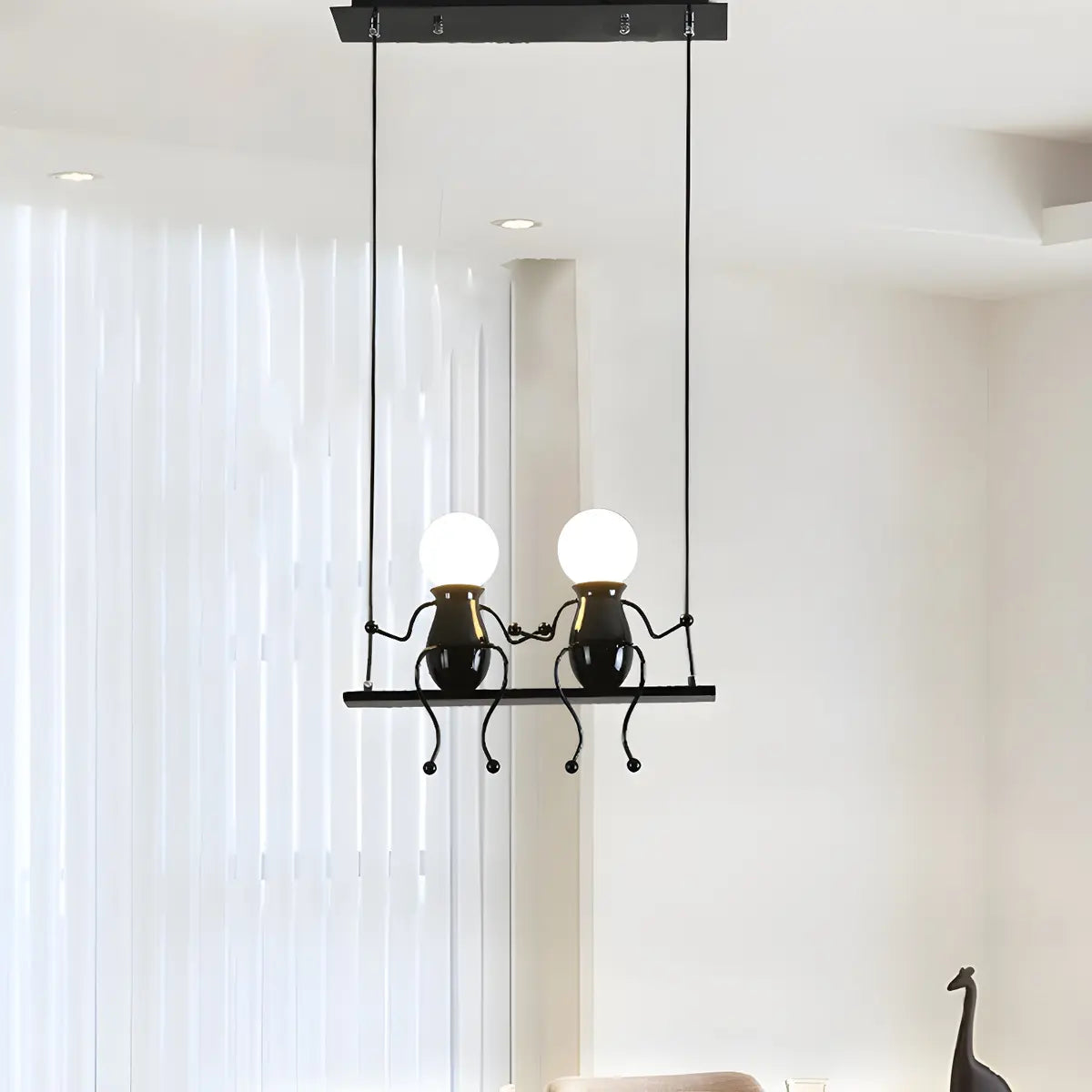 Swing Figure Metal Kids Room Black Mini Chandelier Image - 9