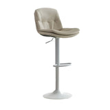 Swivel Beige Faux Leather Bucket Adjustable Bar Stool Image - 10