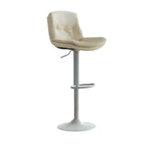 Swivel Beige Faux Leather Bucket Adjustable Bar Stool Image - 12