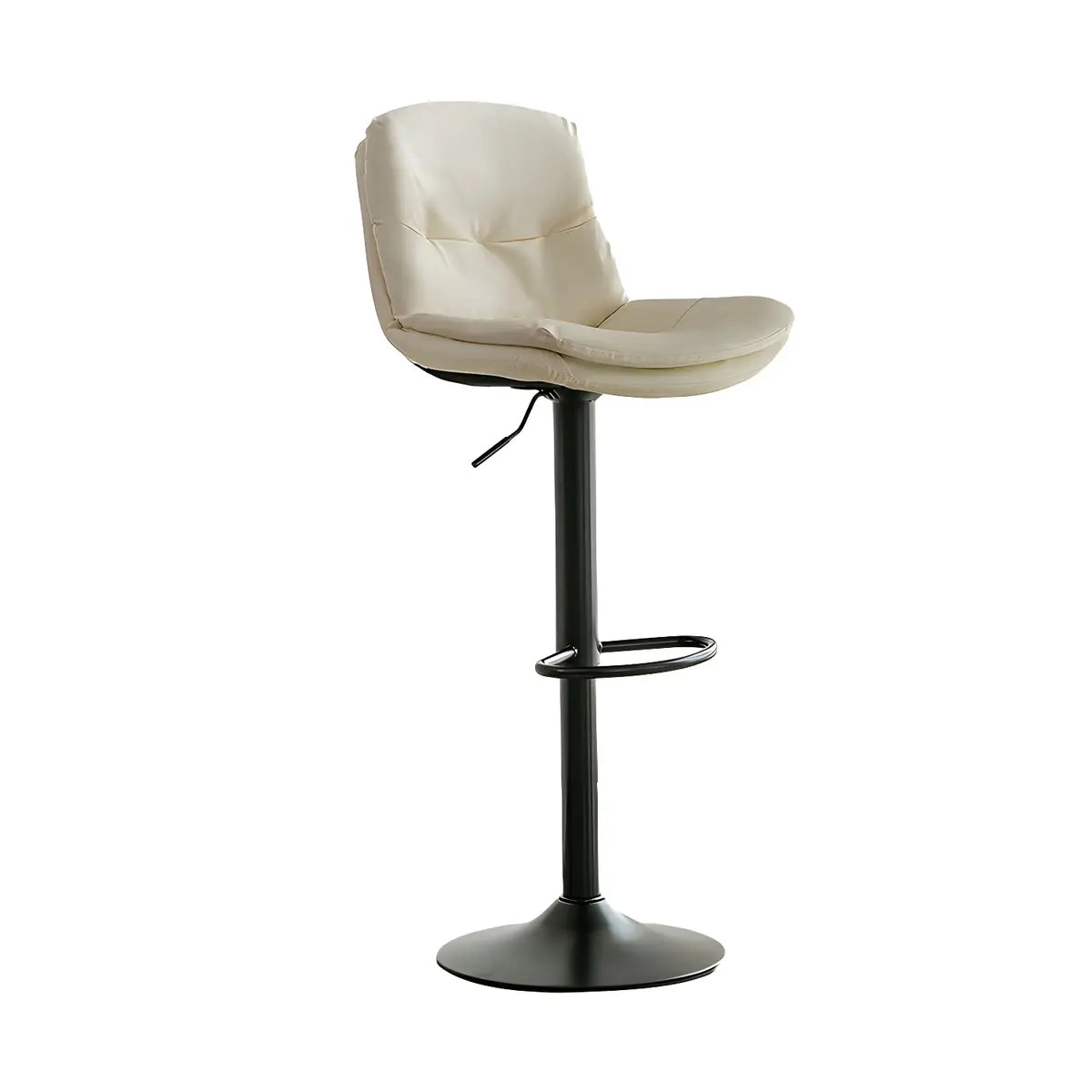 Swivel Beige Faux Leather Bucket Adjustable Bar Stool Image - 29