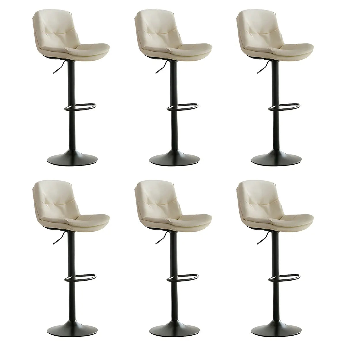 Swivel Beige Faux Leather Bucket Adjustable Bar Stool Image - 32