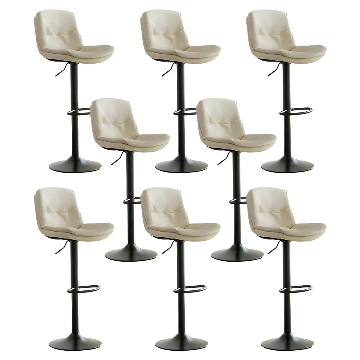 Swivel Beige Faux Leather Bucket Adjustable Bar Stool Image - 33