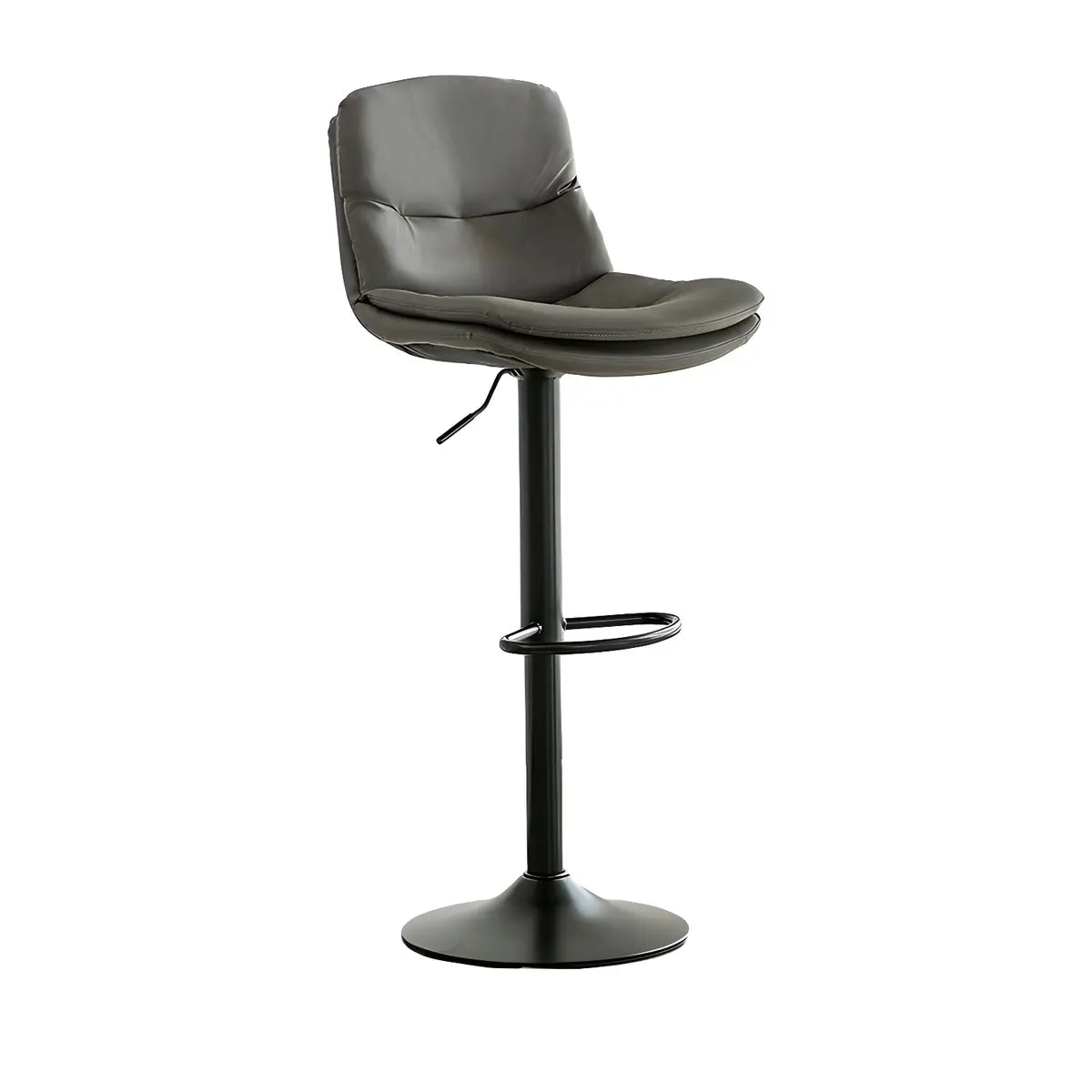 Swivel Beige Faux Leather Bucket Adjustable Bar Stool Image - 34