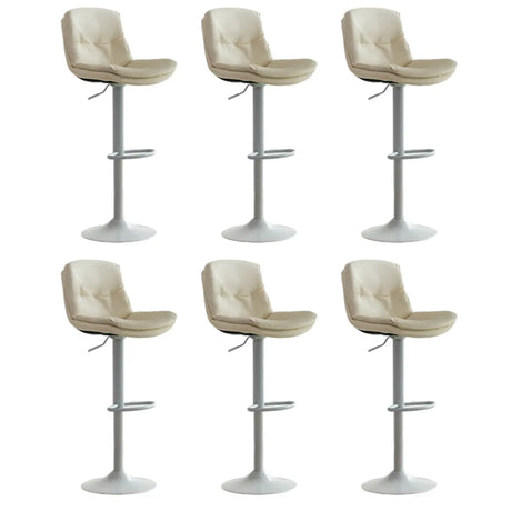 Swivel Beige Faux Leather Bucket Adjustable Bar Stool Image - 17