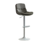 Swivel Beige Faux Leather Bucket Adjustable Bar Stool Image - 19