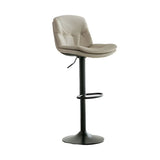 Swivel Beige Faux Leather Bucket Adjustable Bar Stool Image - 24