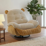 Swivel Beige Yellow Flared Arm Rocking Chair with Back Image - 1