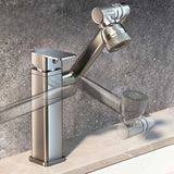 Swivel Design Brass Rectangular Silver Bathroom Sink Faucet Image - 4