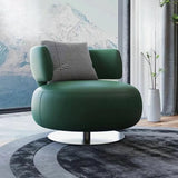 Swivel Green Leather Track Arms Fixed Back Arm Chair Image - 1