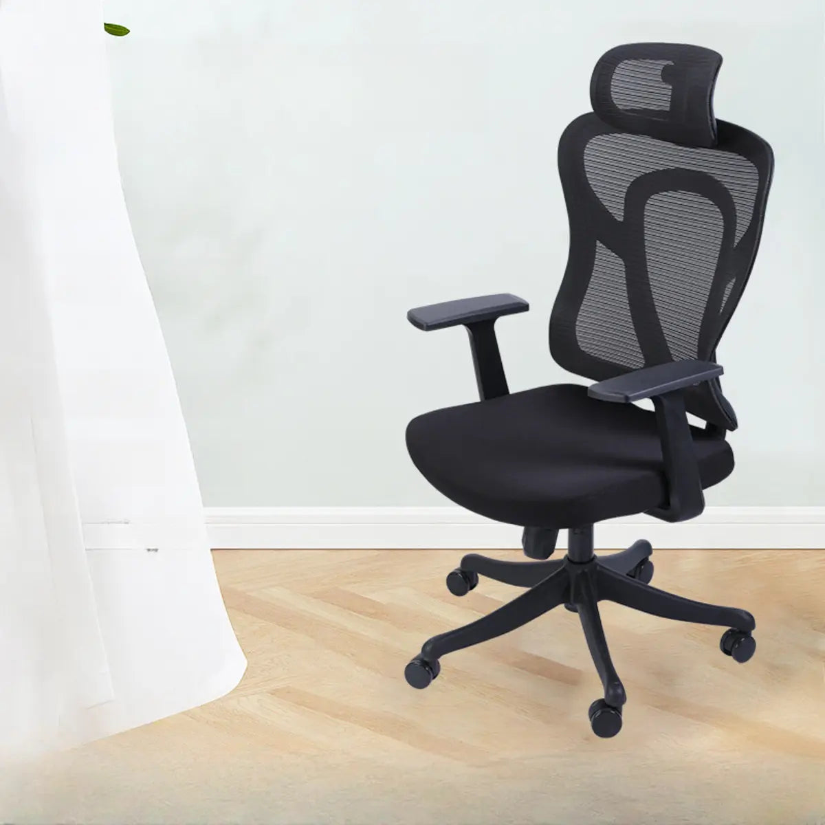 Swivel Mesh Ergonomic Office Chair Black with Wheels Image - 1