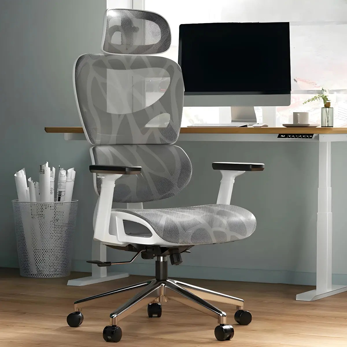 Swivel Modern Ergonomic Mesh Office Chair with Wheels Image - 15