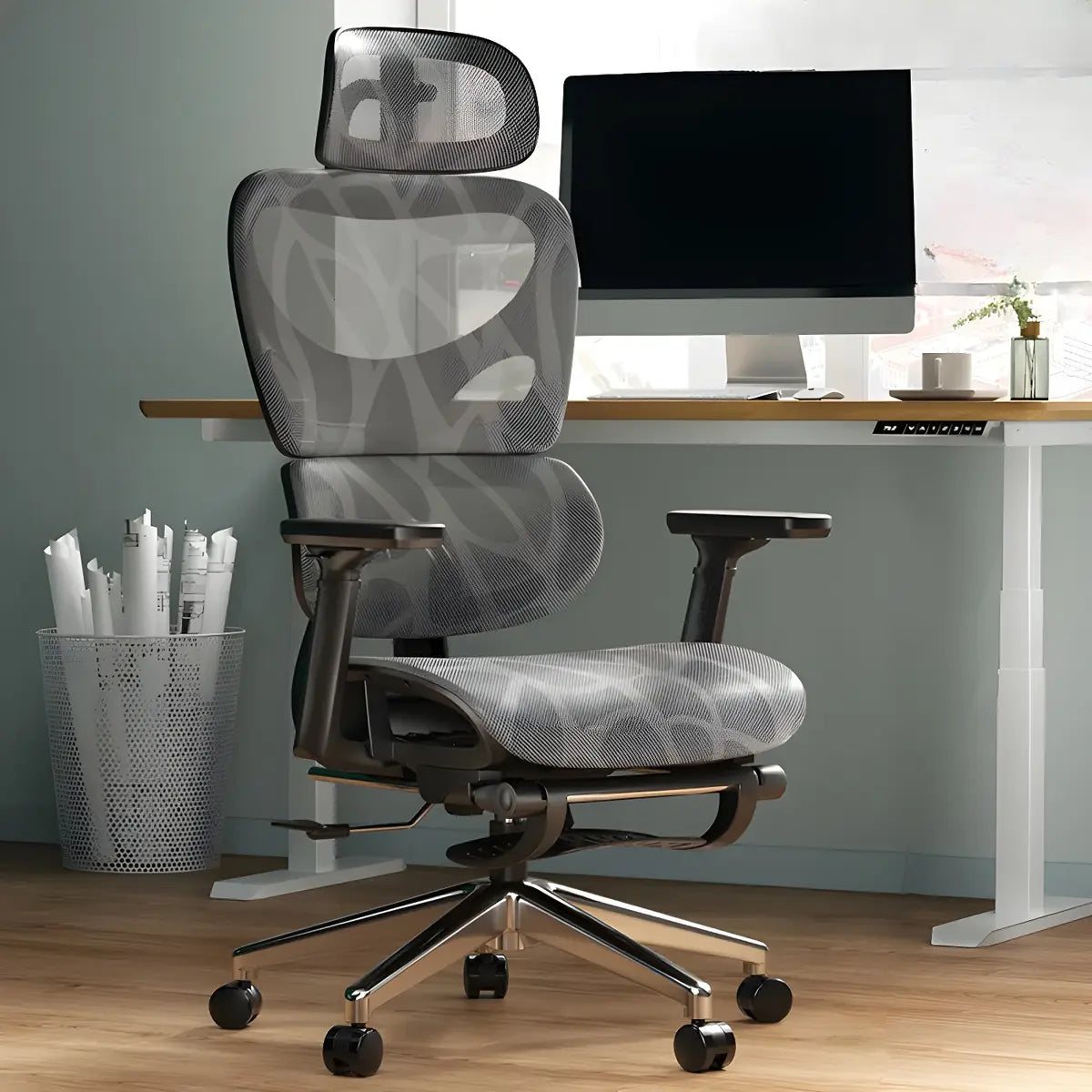 Swivel Modern Ergonomic Mesh Office Chair with Wheels Image - 3